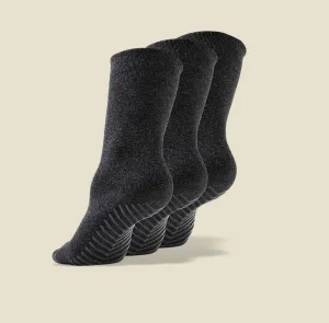 Women's Dark Grey Original Crew Non-Slip Socks - 3 pairs