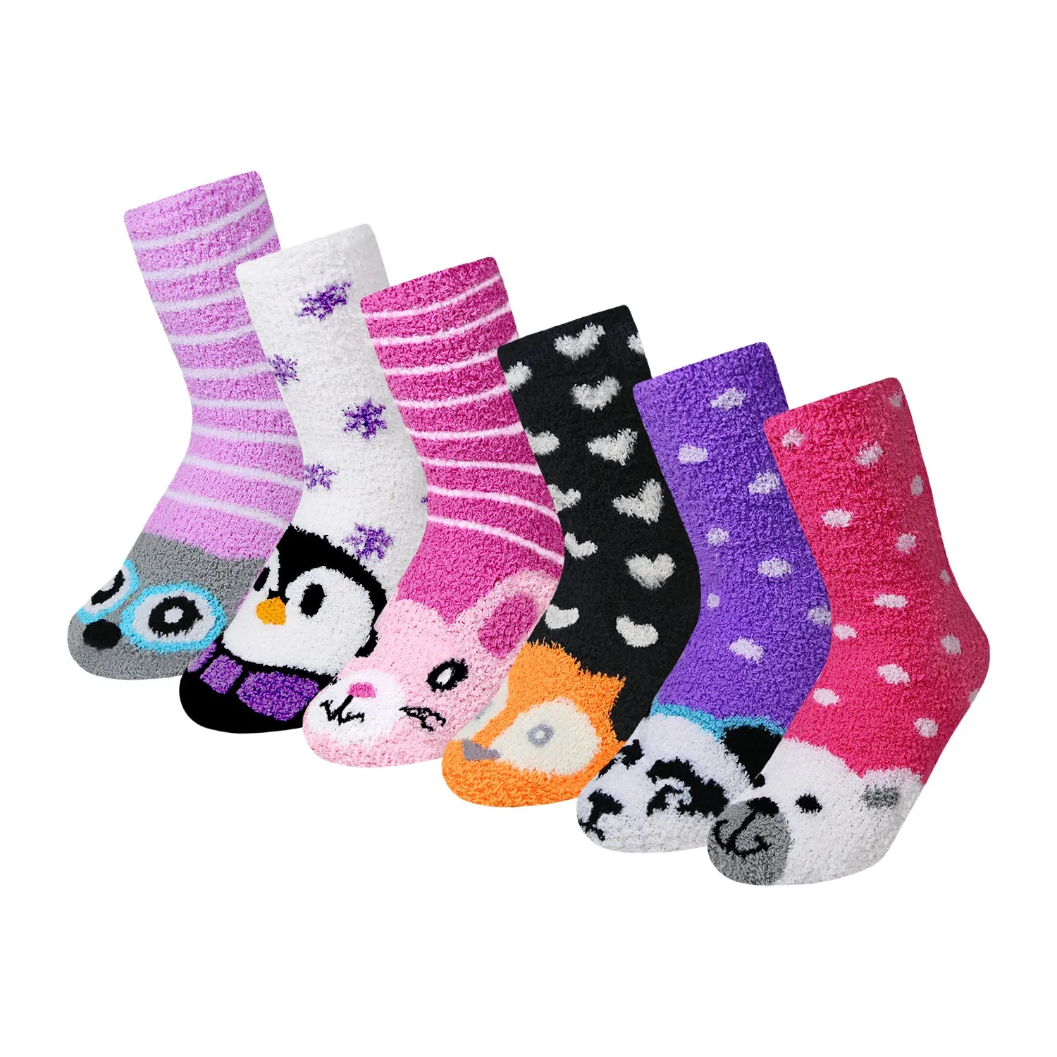 Women's Fuzzy Soft Plush Slipper Socks, Fluffy Winter Warm Cozy Animal Print Socks, Sock Size 9-11