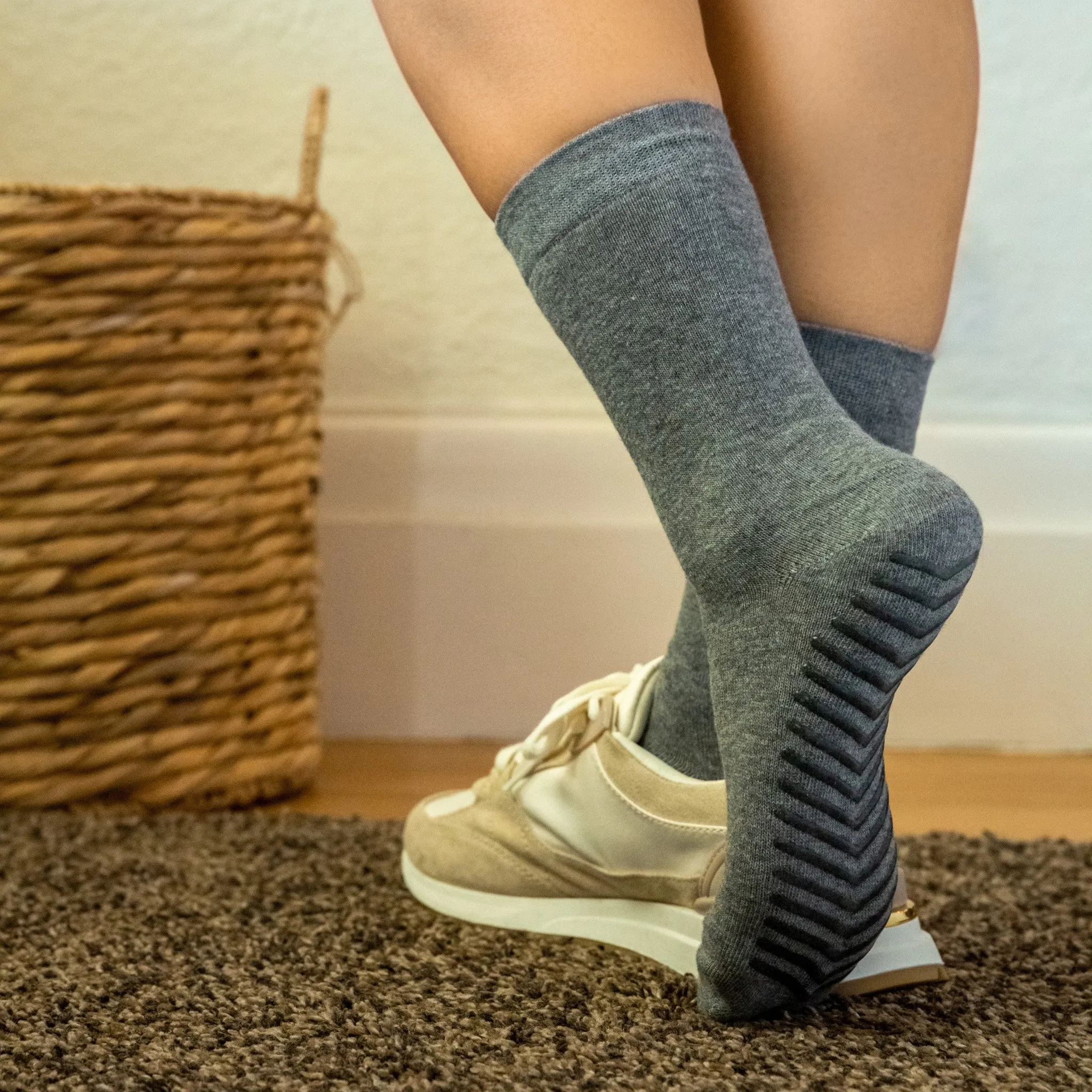 Women's Navy Original Crew Non-Slip Socks - 3 Pairs