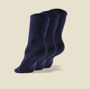 Women's Navy Original Crew Non-Slip Socks - 3 Pairs