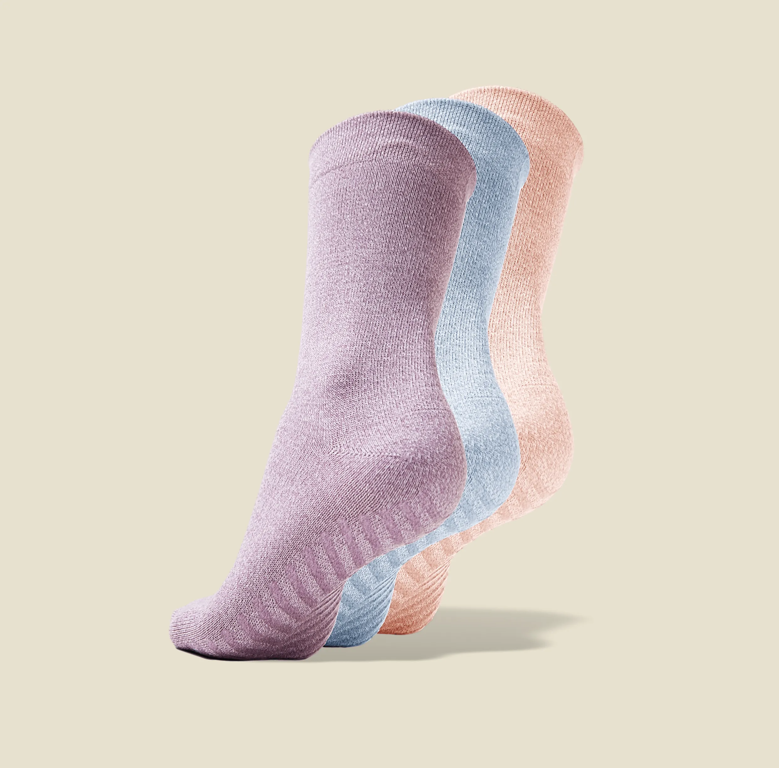 Women's Pink, Purple, Blue Original Crew Non-Slip Socks - 3 pairs