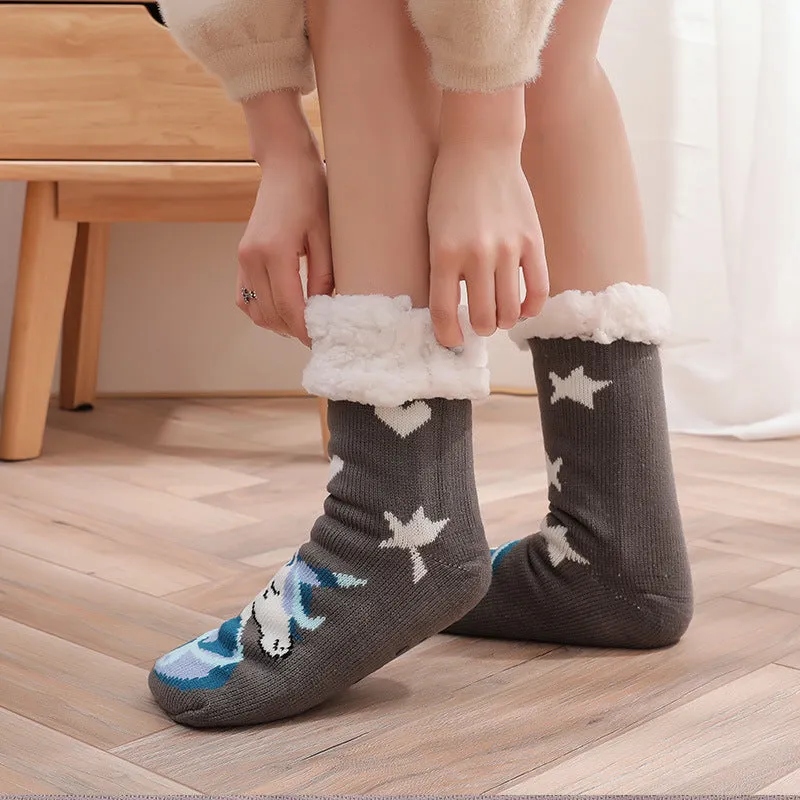 Women's Warm Funny Slipper Socks Autumn Winter Anti-slip Long Socks