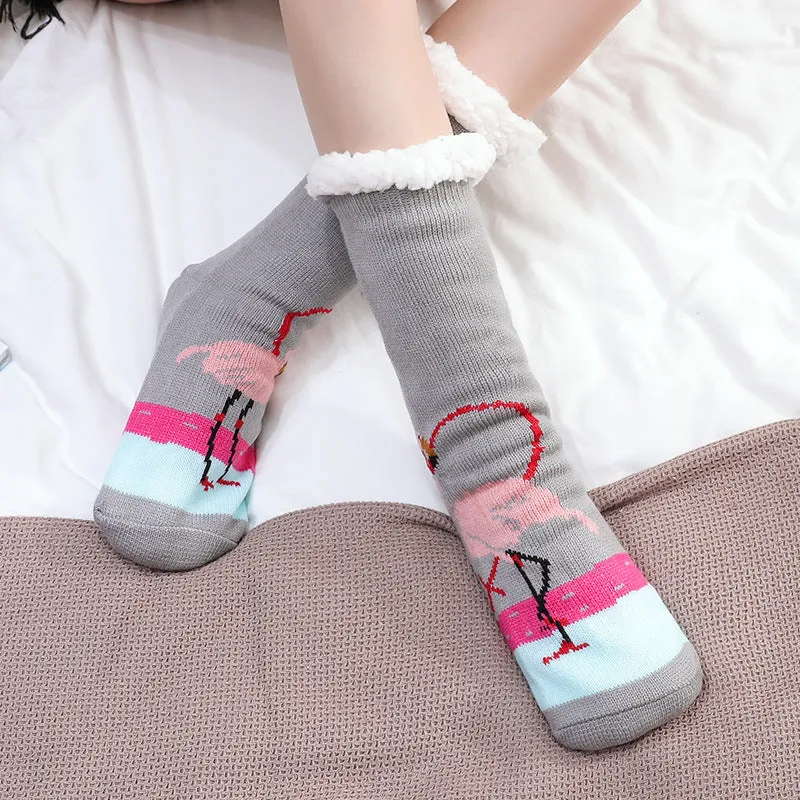 Women's Warm Funny Slipper Socks Autumn Winter Anti-slip Long Socks