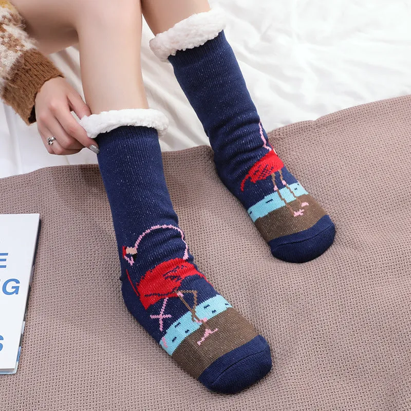 Women's Warm Funny Slipper Socks Autumn Winter Anti-slip Long Socks