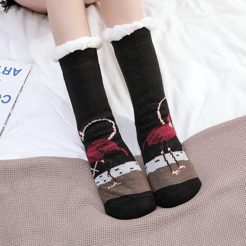 Women's Warm Funny Slipper Socks Autumn Winter Anti-slip Long Socks