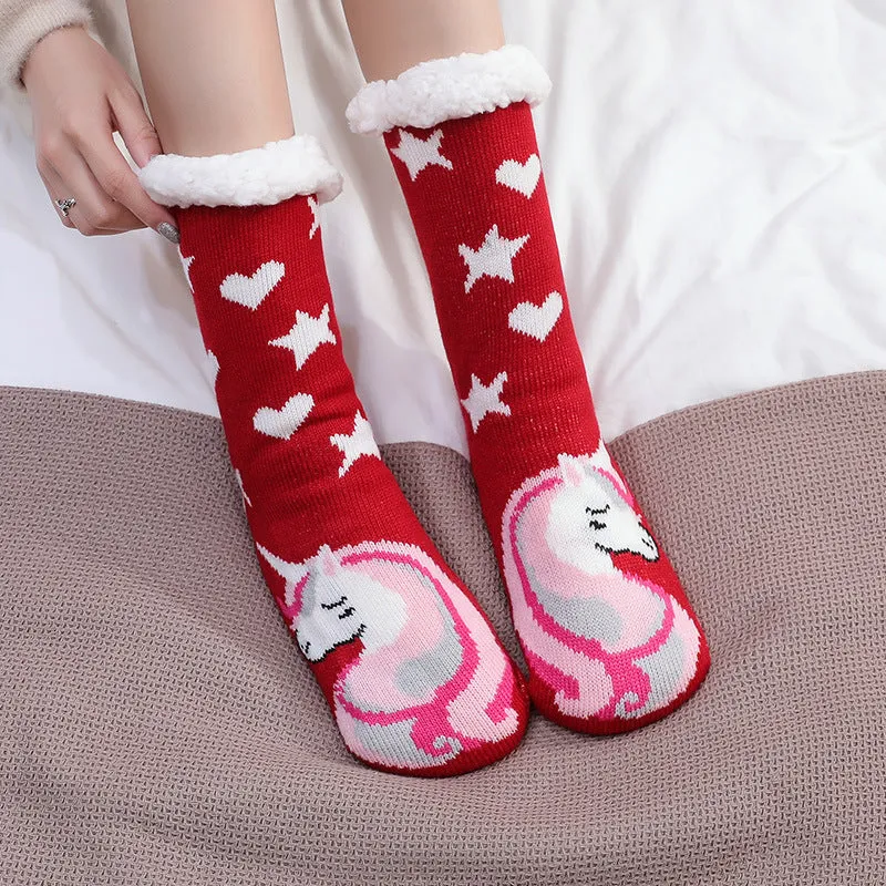 Women's Warm Funny Slipper Socks Autumn Winter Anti-slip Long Socks