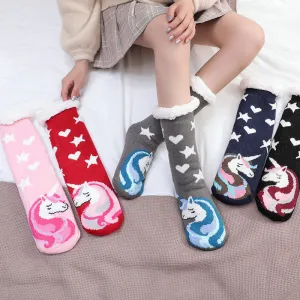 Women's Warm Funny Slipper Socks Autumn Winter Anti-slip Long Socks