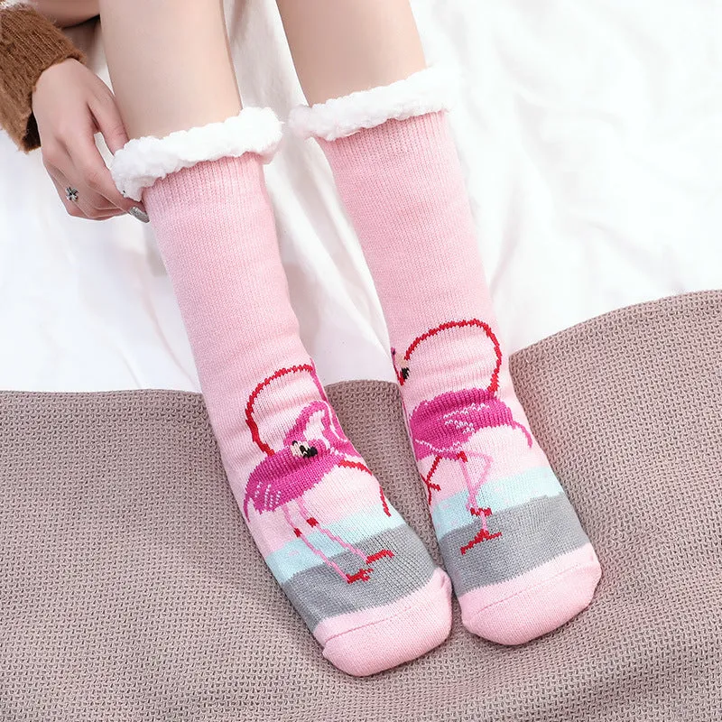 Women's Warm Funny Slipper Socks Autumn Winter Anti-slip Long Socks