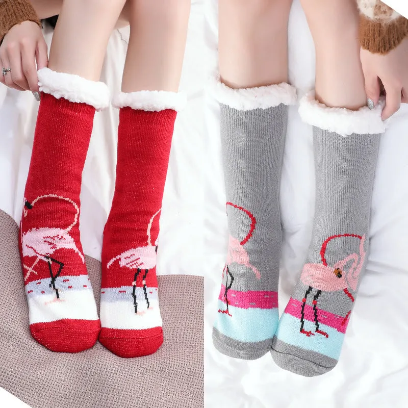 Women's Warm Funny Slipper Socks Autumn Winter Anti-slip Long Socks