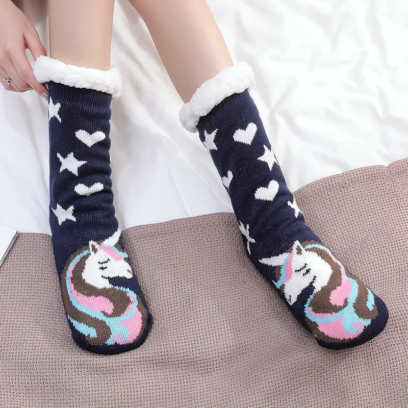 Women's Warm Funny Slipper Socks Autumn Winter Anti-slip Long Socks