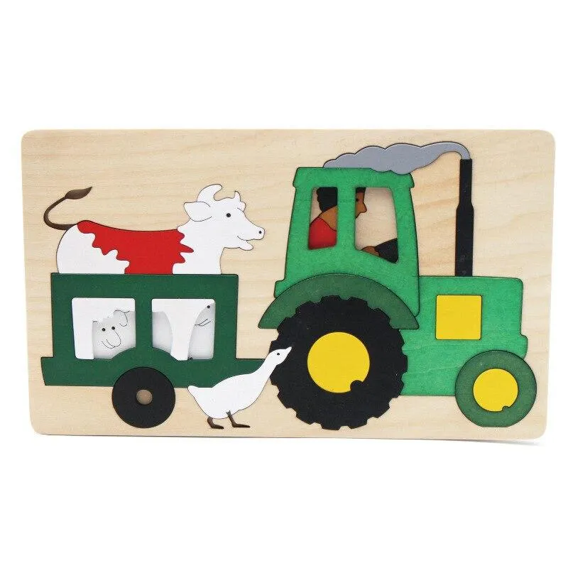 Wooden Puzzle Toys Animal Transport Multi-imensional 3d Jigsaw Puzzle Multilayer Early Educational For Children