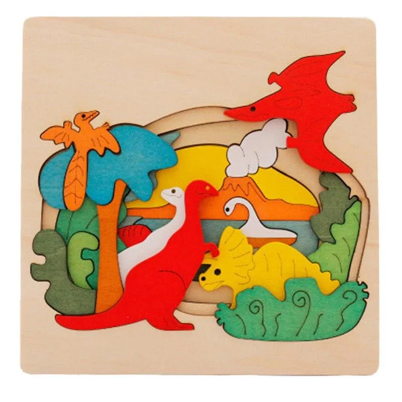 Wooden Puzzle Toys Animal Transport Multi-imensional 3d Jigsaw Puzzle Multilayer Early Educational For Children