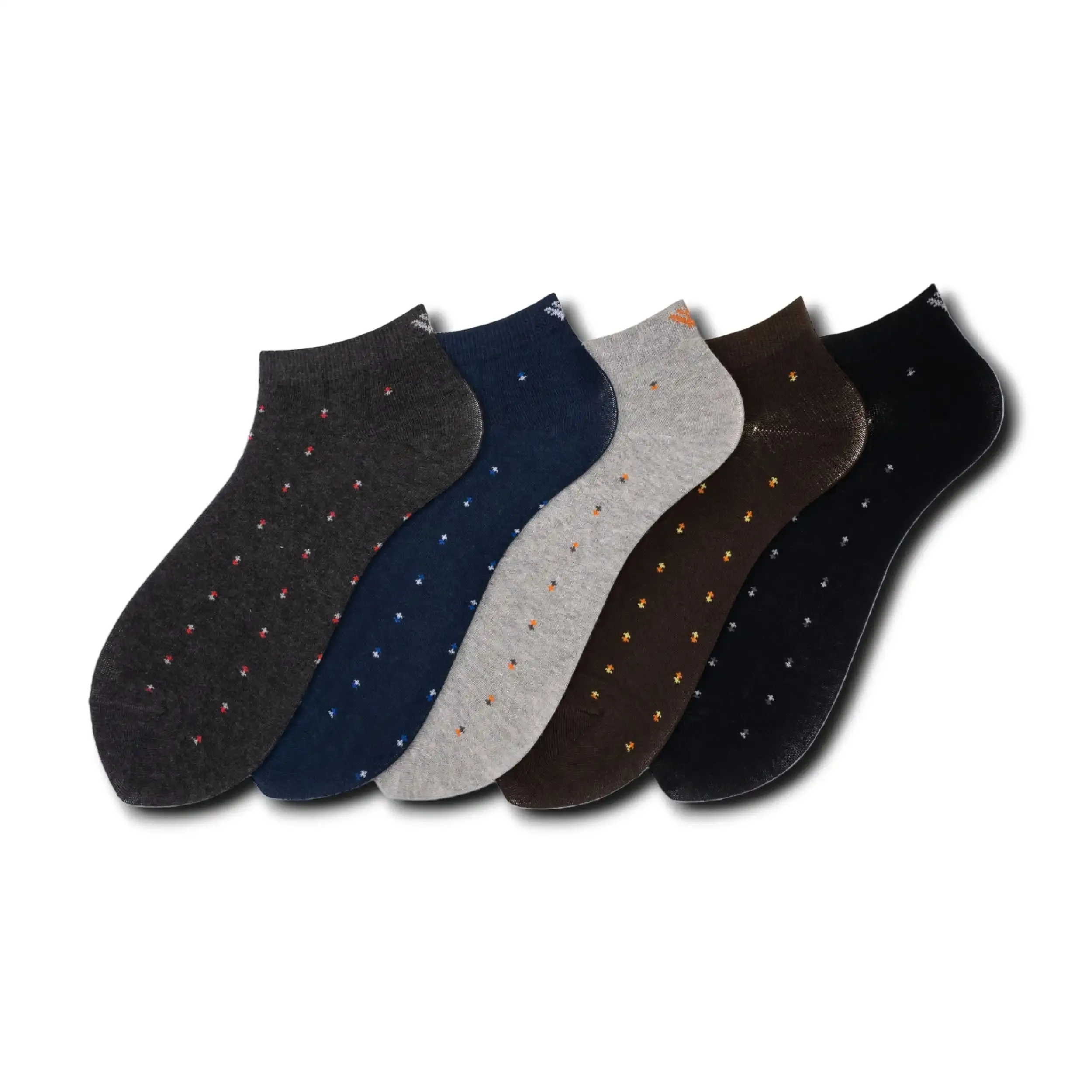 Young Wings Men's Multi Colour Cotton Fabric Design Low Ankle Length Socks - Pack of 5, Style no. 1708-M1