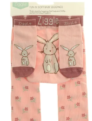 Ziggle - Bunnies Pink Leggings and Socks Set 6-12months